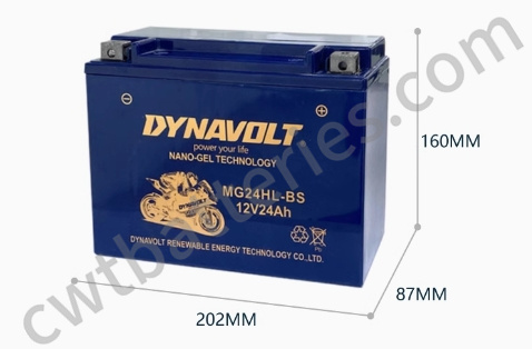 ODM Dynavolt MG24HL-BS Nano Gel ATV Batteries T4 LEAD Terminal 24Ah 12V 4 Wheeler Battery