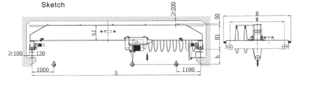 10t 20ton Travelling Single Girder Overhead Crane A6 Duty With 10-25m Span