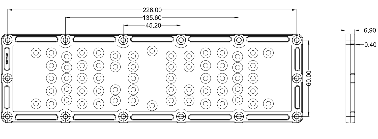 Анти- ослеплять стеклянный объектив света потока СИД 30 градусов 64in1 236x70mm SMD3030