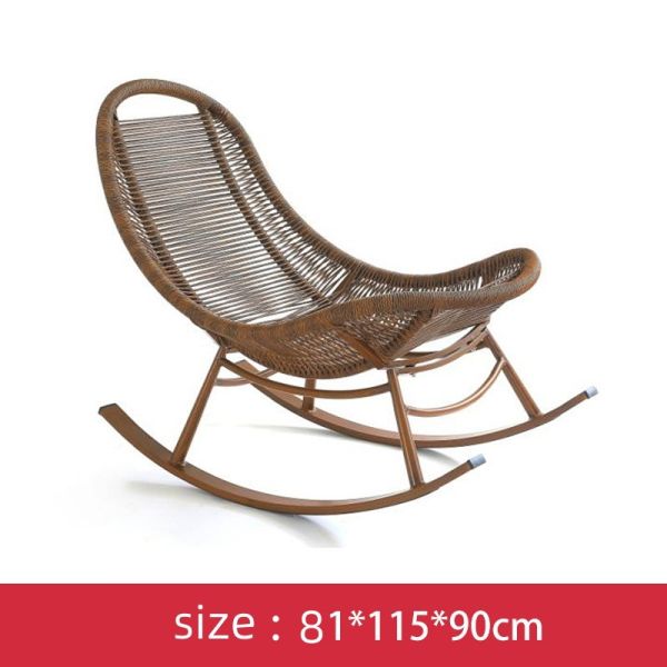 Relax in Comfort Modern Patio Wicker Rattan Rocking Chair with Aluminum Lazy Lounge