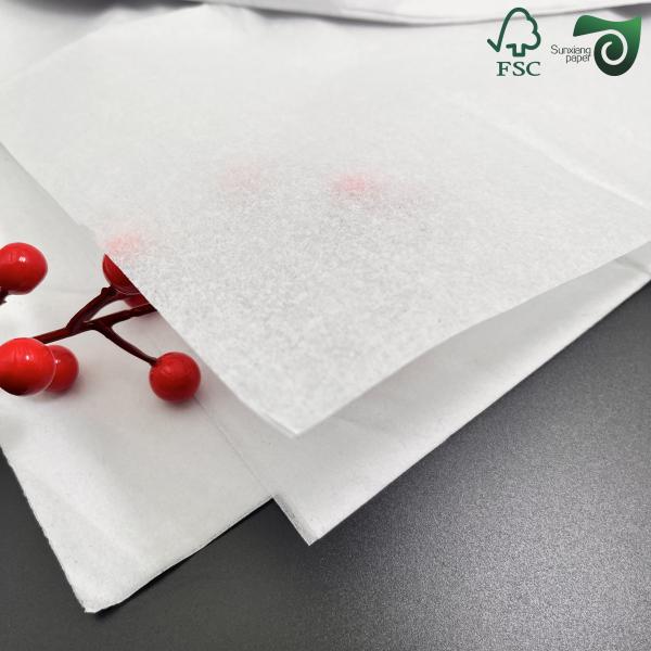 FSC 35gsm Food Grade White Greaseproof Paper  Food Basket Liners For Sandwiches