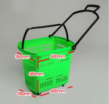 Durable Rolling Plastic Shopping Basket With Wheels OEM / ODM Available