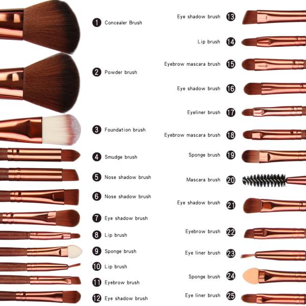 lWholesale 22 Pieces Brown Color  Makeup Brushes Fan Brush Best Make up Brushes