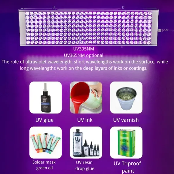 Factory Price PC Alu. Hangable 300W IP43 Pet Urine Detector Gel Nail Curing Coating Curing Solidify Resin Paint Printing LED UV Light