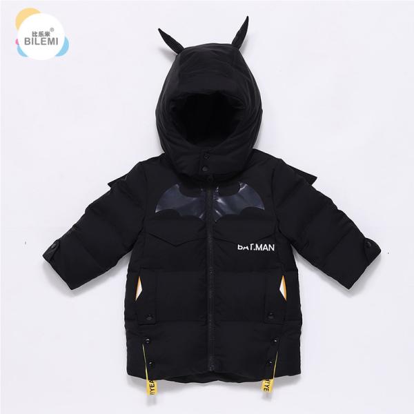 Winter Coats Detachable Cap Bat Design Sense Clothes Children Red Black Boys Lightweight Down Jacket