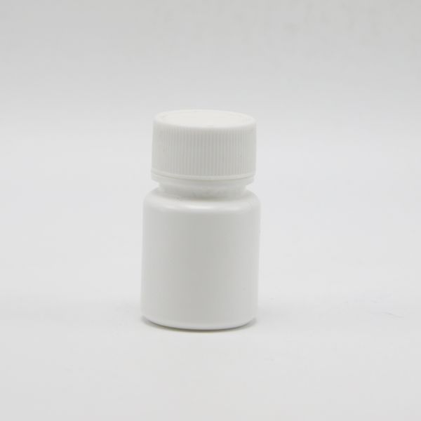 Bouteille vide en plastique blanc de forme ronde en PEHD de 20 ml pour le stockage de l'échantillon de poudre chimique