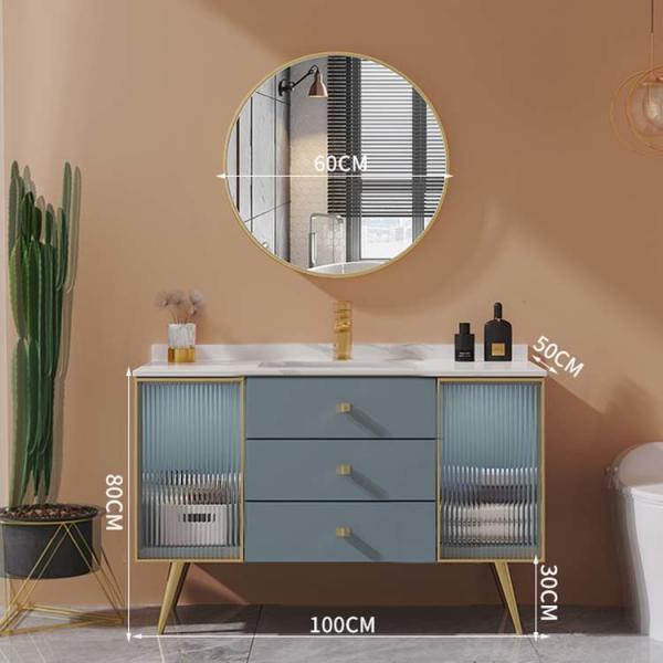 Single Washbasin Bathroom Cabinet With Drawer Floor Mounted