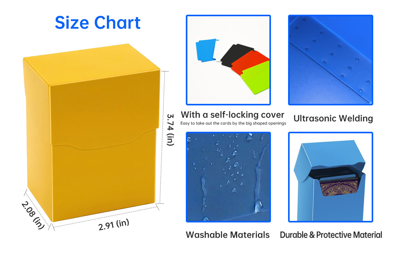 Trading Cards Commander Deck Box Yellow Snap Lock Graded Card Display Case