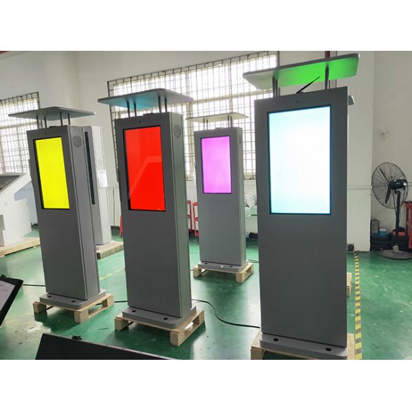 32-inch vertical outdoor lcd kiosk, waterproof and sunproof advertising machine with canopy