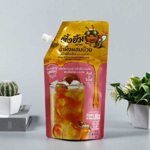 Malote plástico biodegradável feito sob encomenda Straw Fruits Juice Pouch Bag do bico da folha de alumínio
