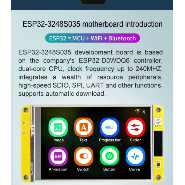 доски развития LVGL модуля 320 * 240 LCD tft 3,2 дюймов PCB ST7789 маломощной желтый