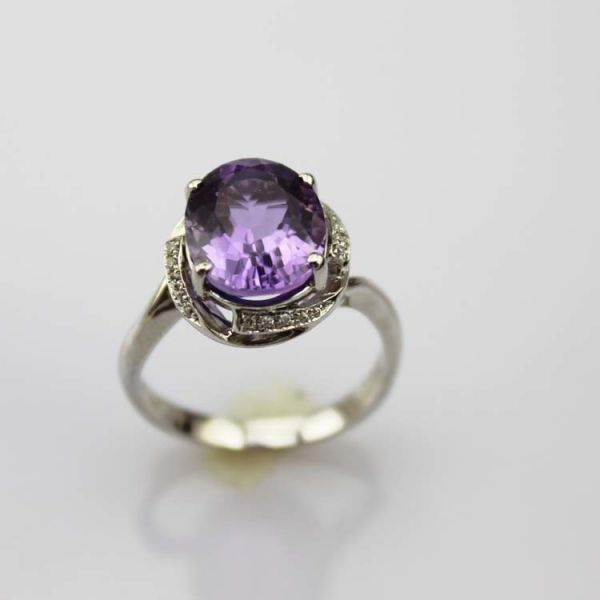 18K Rose Gold Plated Sterling Silver Ring 9mmx11mm Oval Pink Cubic Zircon  (R266)