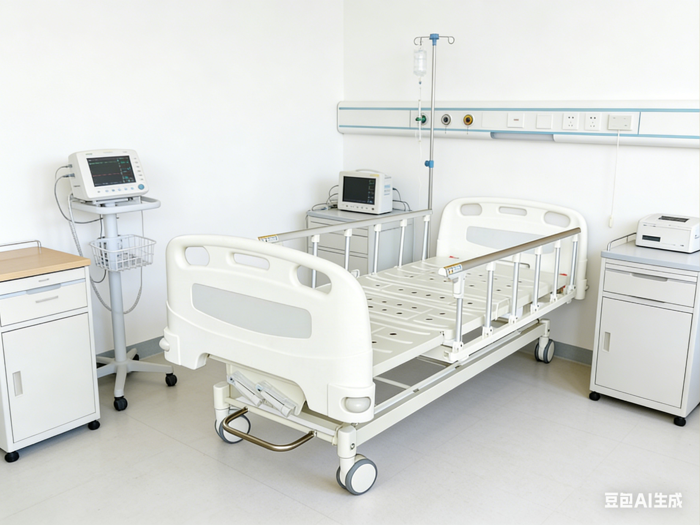 Manual Two-Crank Hospital Bed with ABS Panels & Bi-Directional Protection - B4-2