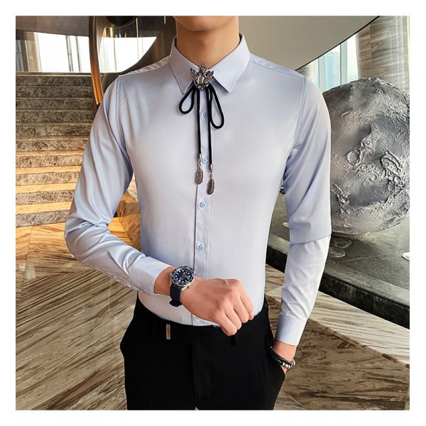 5000 мужских формальных рубашек в стиле Casual Slim Cotton с длинным рукавным дизайном для настройки