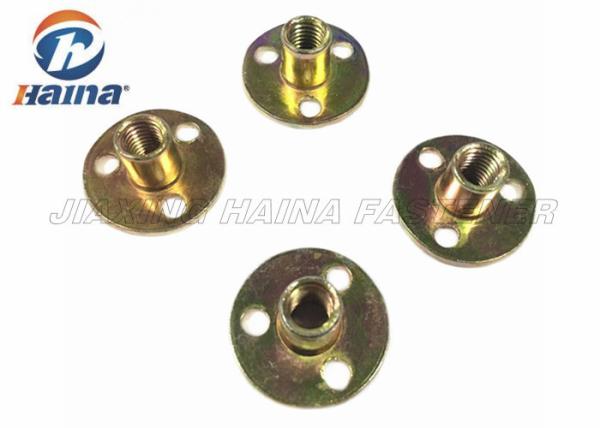 Zinc plated Round Base Hole Tee Nuts Or Furniture Nut With Three Brads