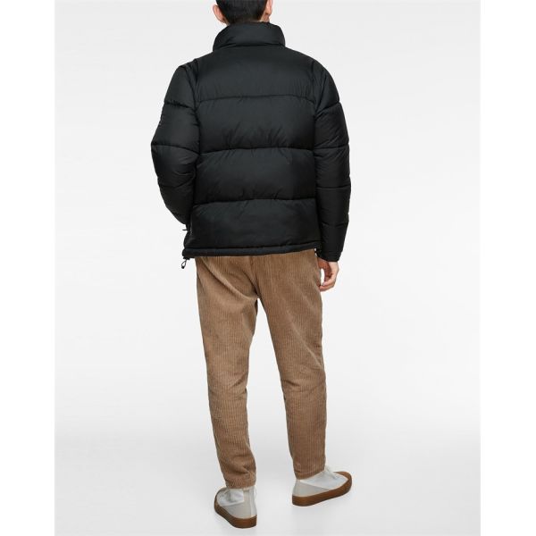 Custom Mens Black Polyester Outdoor Puffer Jacket for Winter