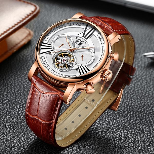 Fashion brand KINYUED tourbillion watch mechanical luminous hand automatic mechanical mens watch