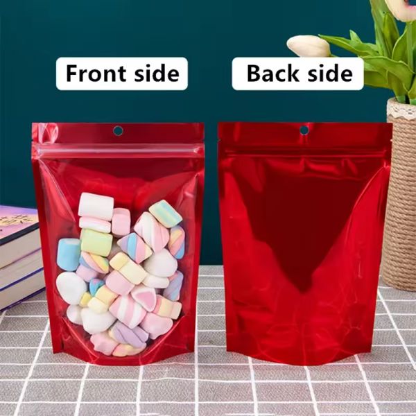 Premium Stand up Pouch Clear Resealable Plastic Zip Lock Bag for Snacks Candy Coffee Cereal Storage