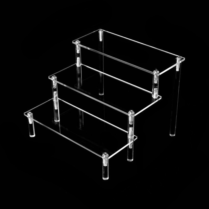 Handcrafted Acrylic Trapezoidal Display Frame with Blind Box Storage Single Tier Shelf for Doll or Pot Display