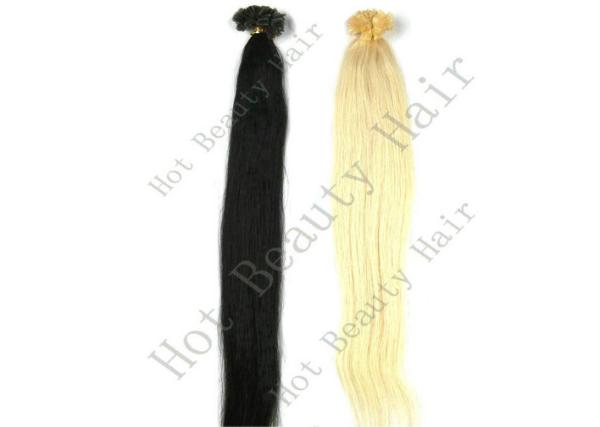 Unprocessed Custom Human Hair Wigs / U - Tip Long Pre Bonded Hair Extensions