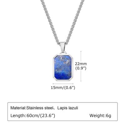 Lazuli de lapis avec un pendentif élégant en acier inoxydable