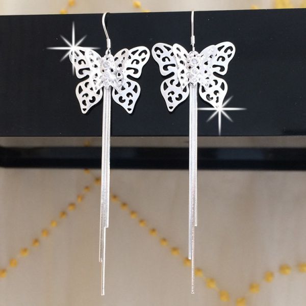 990 стерлинговых серебряных серег падения Tassel 0.19oz серег 7.1cm ювелирных изделий длинных