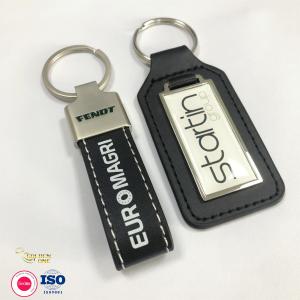 Real Leather Rectangle Key Chain Name Silk Screen Zinc Alloy Personalised