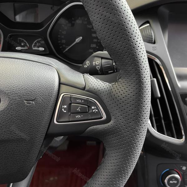 Custom Hand Stitching PU Leather Steering Wheel Cover for Ford Focus Kuga C-MAX Ecosport Escape 2015 2016 2017 2018 2019 2020