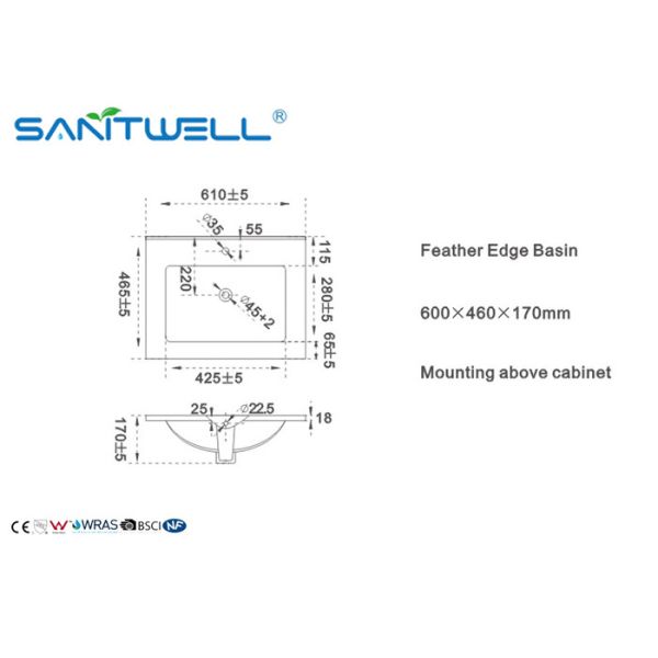 Портативный таз мытья руки/белый керамический встречный верхний таз AB8003-60