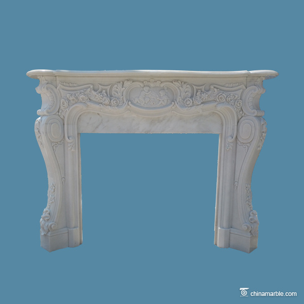 Natural stone , White fireplace Carved Stone Marble Fireplace Surround