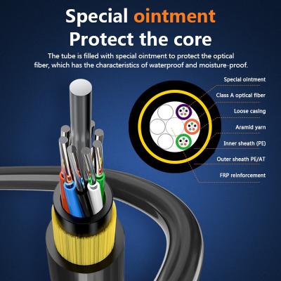 Double Jacket Kevlar Yarn Strengthen Self Supporting Cable ADSS Fiber Optic Cable