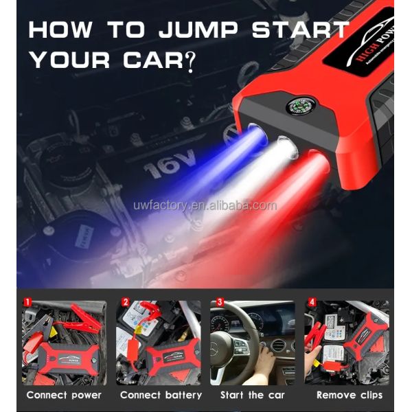 Portable 12V Car Emergency Start Power Car Jumper Starter with Pure Sine Wave Inverter Type and 225kWh Storage Capacity