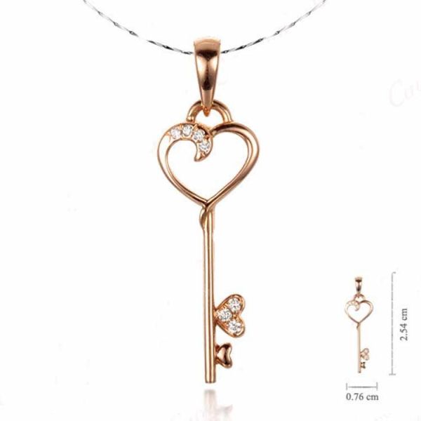 18K Rose Gold White Gold Yellow Gold Key Pendant with Diamonds (GDN014)
