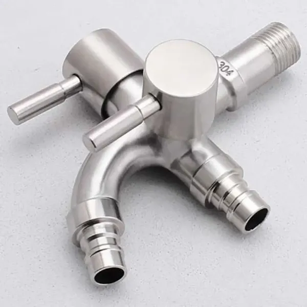 304 Stainless Steel Double Tap for Washing Machine in Bathroom G1/2 Multifunctional