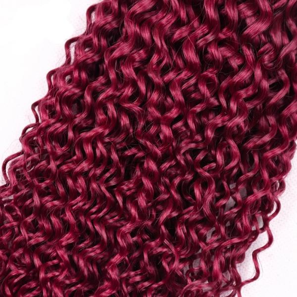 #T1B/Burgundy Kinky Curly Remy Human Hair Bundles Sew In Weave Bundles Brazilian Bundle Deals