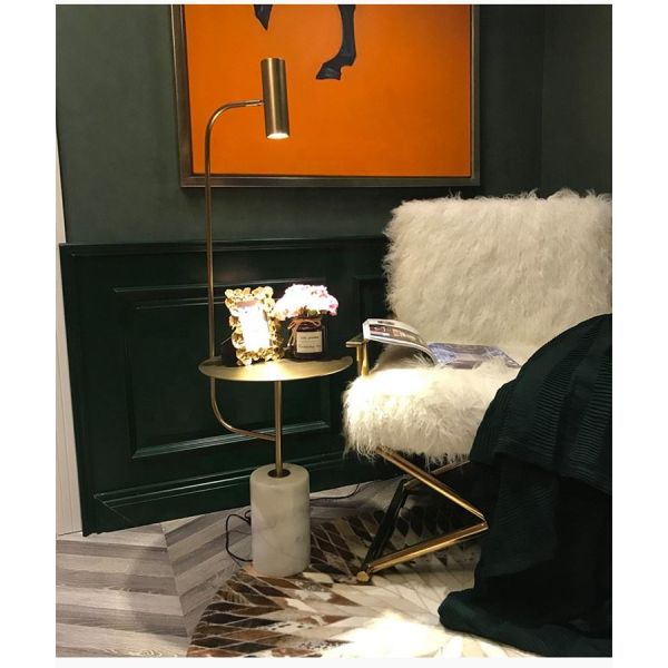 Комната прожития металла утюга H163cm мраморная стоя света приведенные лампы пола для дома