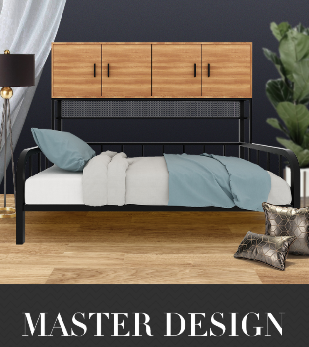 Kid's Single Dormitory Bed Loft Bunk Bed Sets with Wood Storage Boxes and Metal Frame