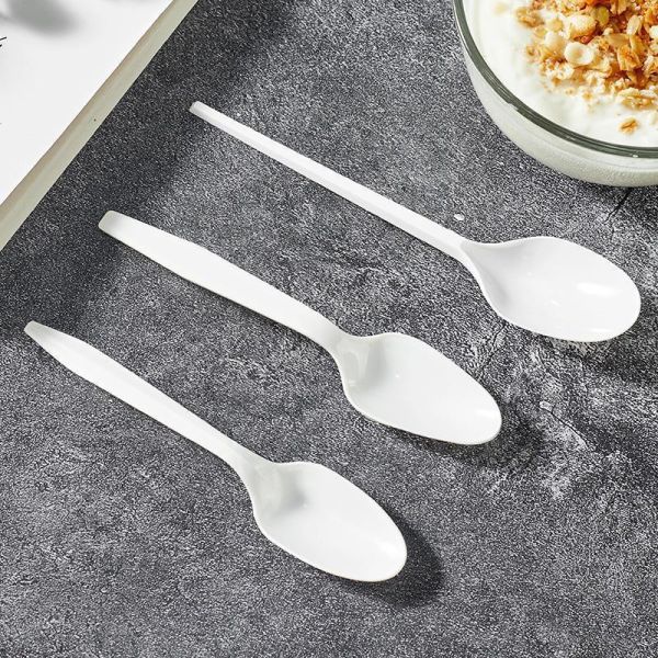 US Eco-Friendly Disposable Plastic Soup Ice Cream Kitchen Measuring Honey PS Spoon