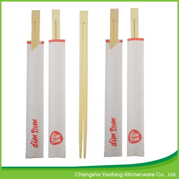 Natural 24 cm Twins Bamboo Chopsticks ; Open Paper Packing