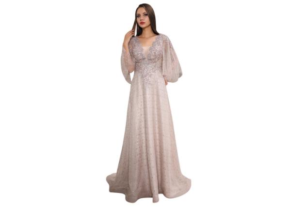 Women ' S Half Sleeve Evening Dresses And Ladies Gowns A - Line Tulle Long Wedding Dress