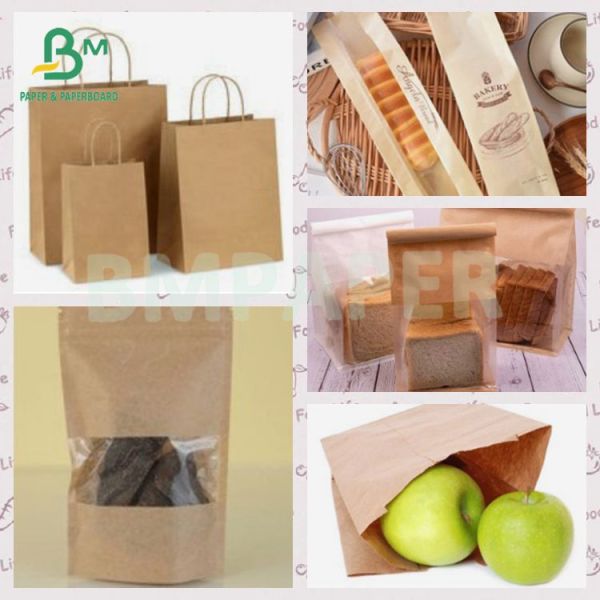 Strong Food Grade 65 70 GSM Unbleached Brown Package Bag Paper