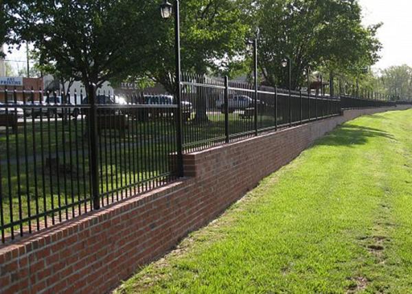 1.8m Height Galvanized Steel Fence / Black Ornamental Fence Powder Coating
