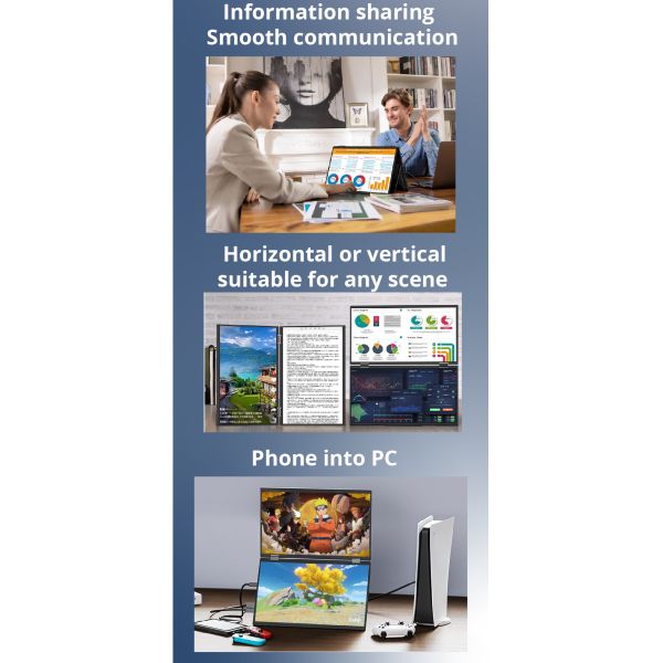 60Hz IPS Monitor portátil de tela dupla tripla para laptop 178 graus