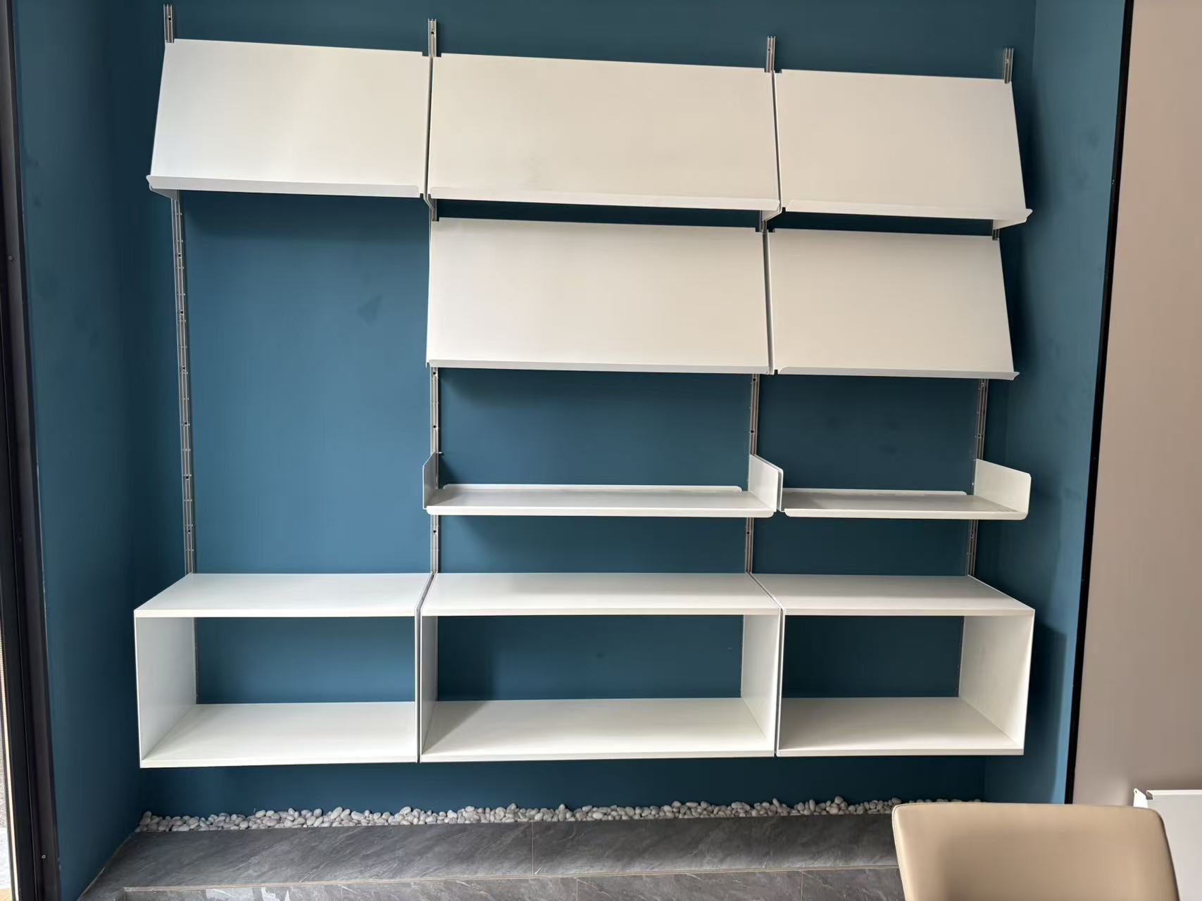 Custom Aluminum Wall Shelves with Drawer and Adjustable Rail-5-Layer Kitchen Office Organizer Customizable Color
