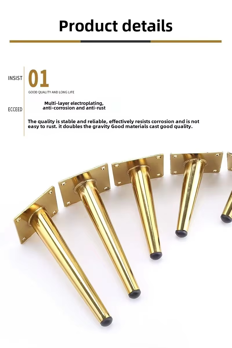 Brass Inclined Conical Leg for Furniture for Coffee Tables Chairs Beds Cabinets Sofas Gold Chromium Iron for Kitchen Hotel Use