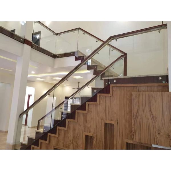 Flooring Mounted Customizable Aluminum U Channel Glass Railing for Frameless Design