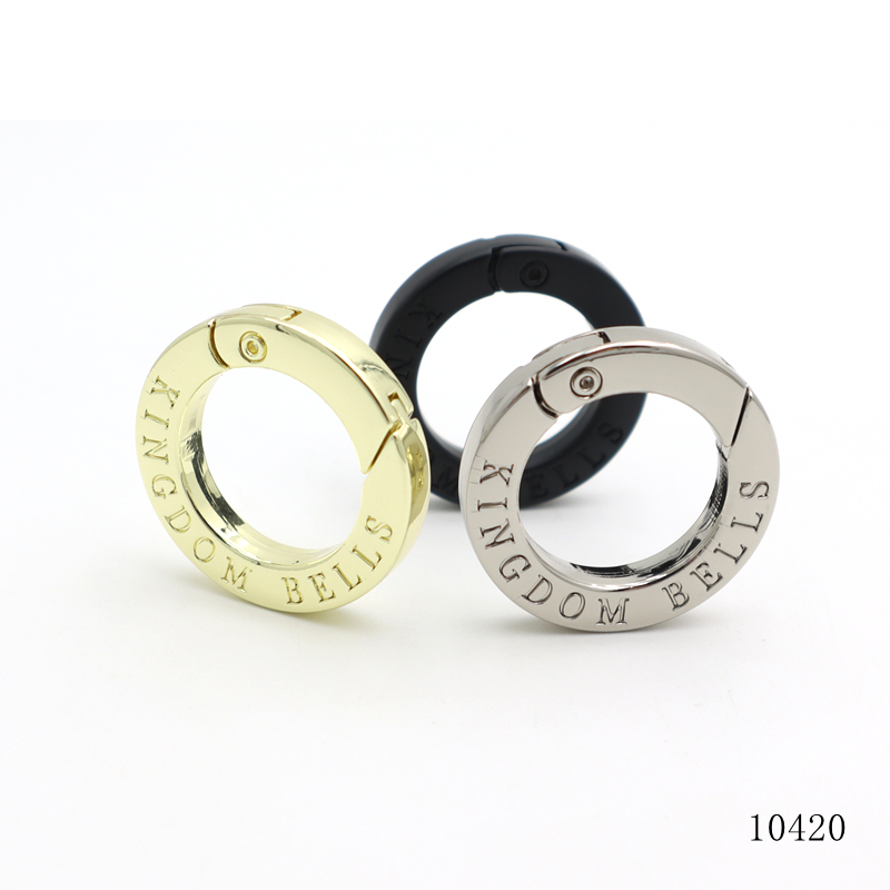 Custom Spring Ring Buckle Zinc Alloy Metal Open O Ring, OEM ODM Embossed Logo