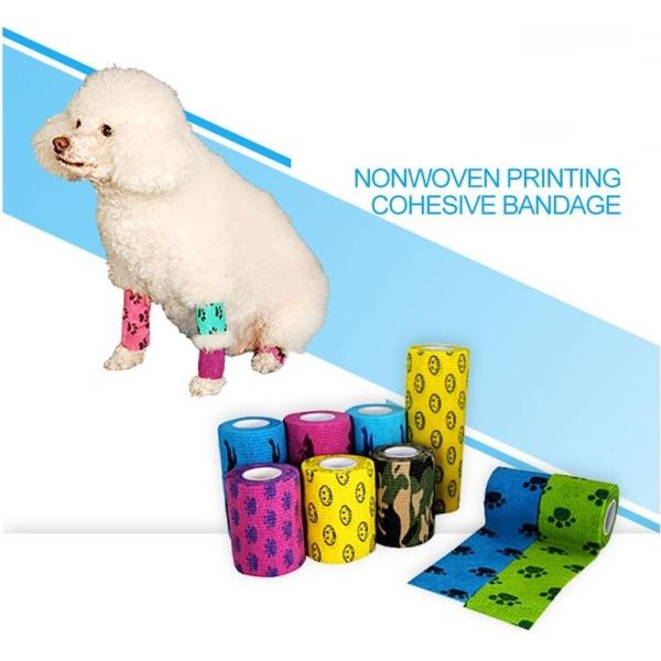 Water resistant best quality beautiful cohesive vet bandages, Medical surgical consumables vet colored elastic wrap cust