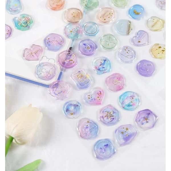 Custom Logo Decoration Used Self Adhesive Transparent Wax Seal Sticker