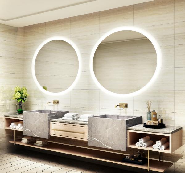 Miroir de douche anti-brouillard UL 200*200 mm équipé de lumière pour une expérience de bain luxueuse
